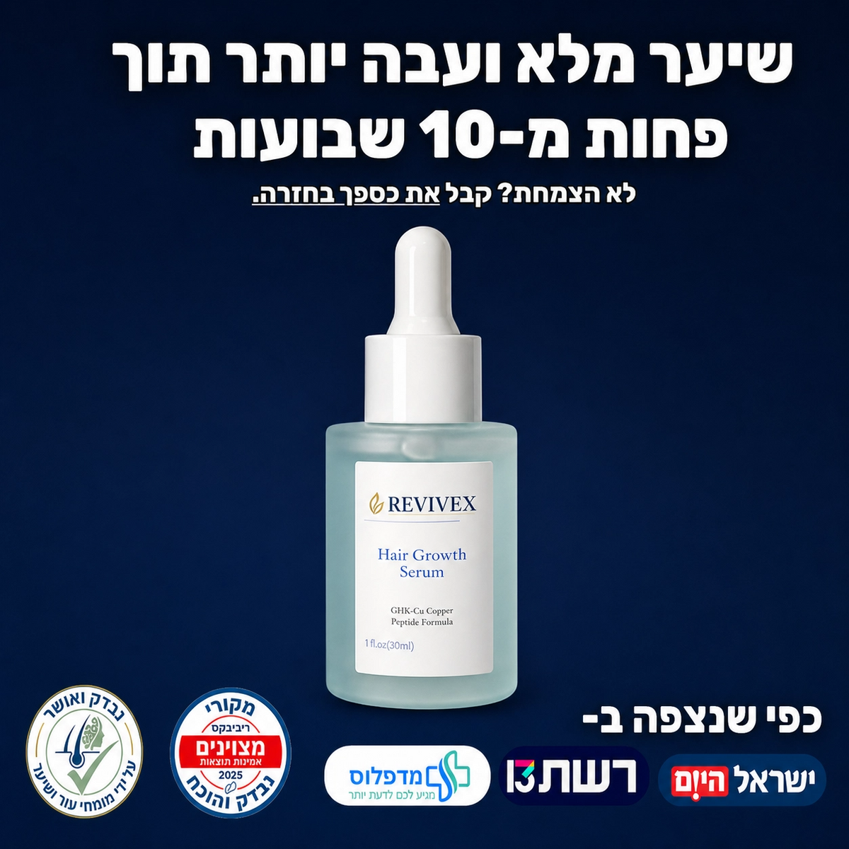 Revivex Serum - סרום GHK CU לטיפול בנשירה והתקרחות